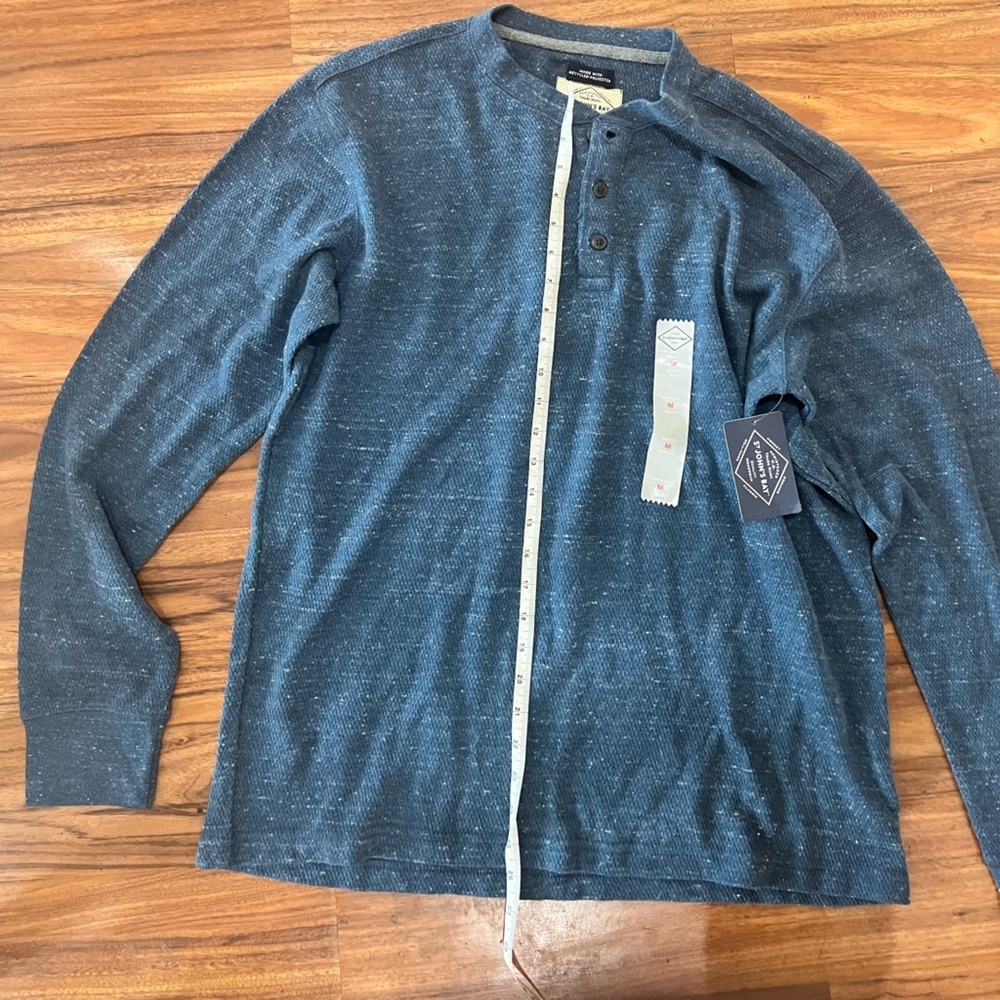 NWT St. John’s Bay Men's Heathered Blue Long Sleeve Henley​ - Picture 3 of 3